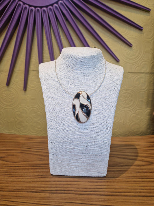 Silver enamel vintage necklace